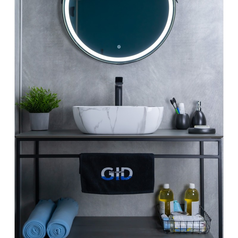 Раковина Gid Mnc333C 54469 накладная под камень глянцевая 46x32.5x13.5