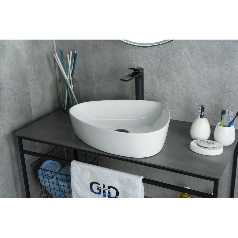 Раковина Gid N9386 51139 накладная белая 50x40x12