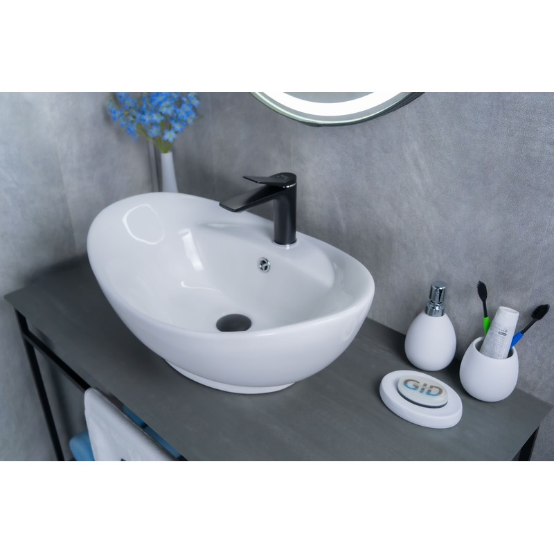 Раковина Gid N9018 51107 накладная белая 59x39x21