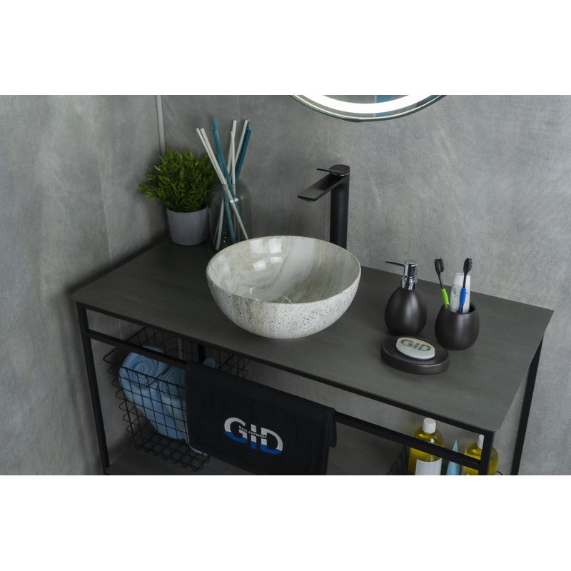 Раковина Gid Mnc487 54435 накладная под камень глянцевая 32x32x14