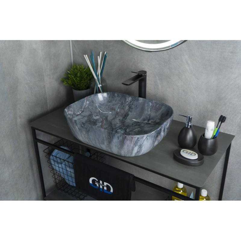 Раковина Gid   54401 накладная под камень глянцевая 50x40x14