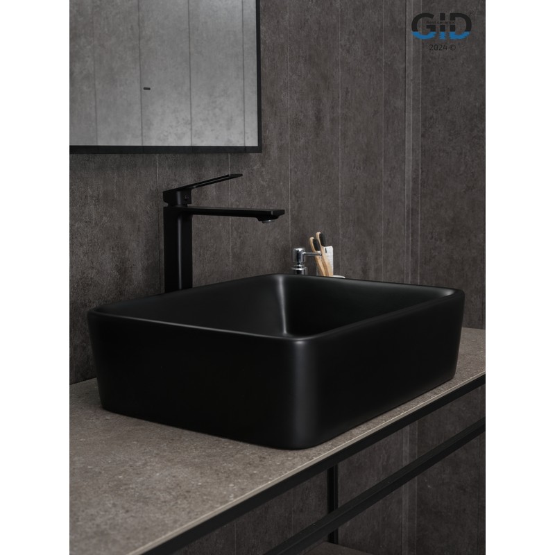 Раковина Gid Bm9103 53374 накладная черная матовая 48x37x13