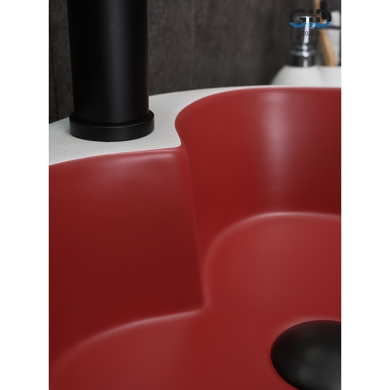 Раковина Gid N9013LS 52237 накладная красная матовая / белый графит 40x40x13