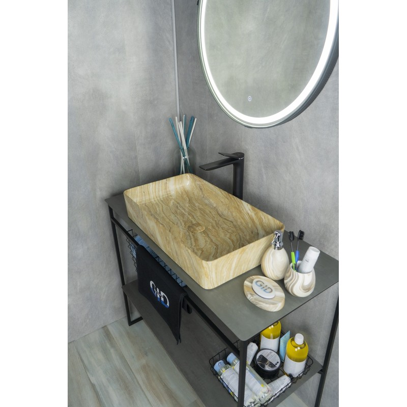 Раковина Gid Mnc595 54456 накладная под камень глянцевая 60x34x11