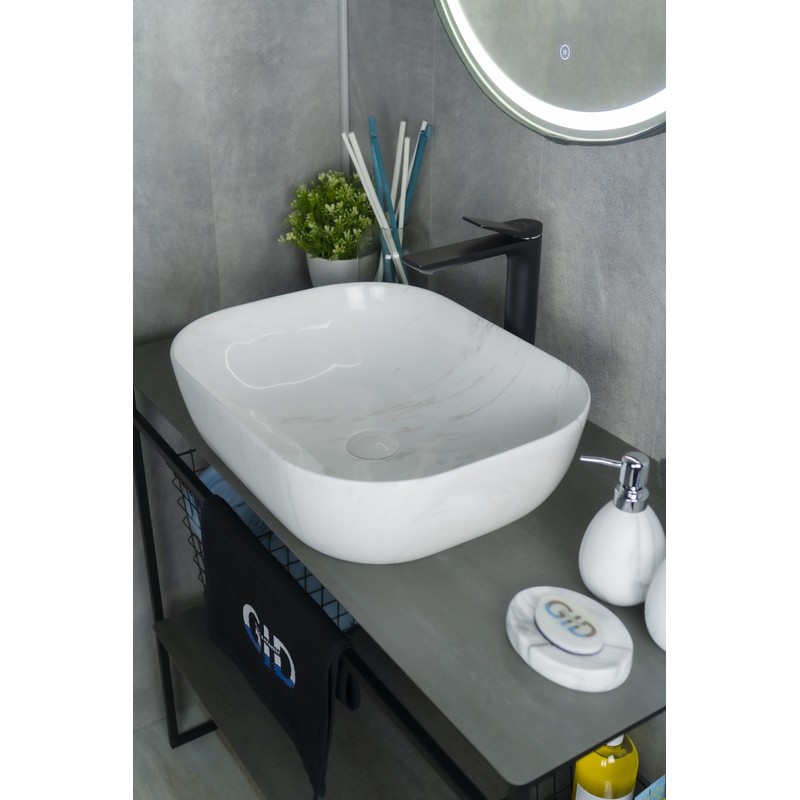 Раковина Gid K397D9 53322 накладная под камень глянцевая 50x40x14