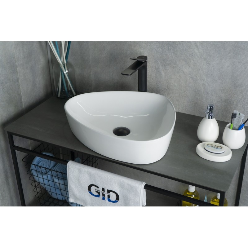 Раковина Gid N9386 51139 накладная белая 50x40x12