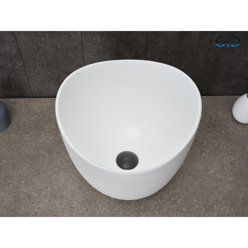 Раковина Gid N9303wg 51221 накладная белый матовый / белый графит 36x36x32