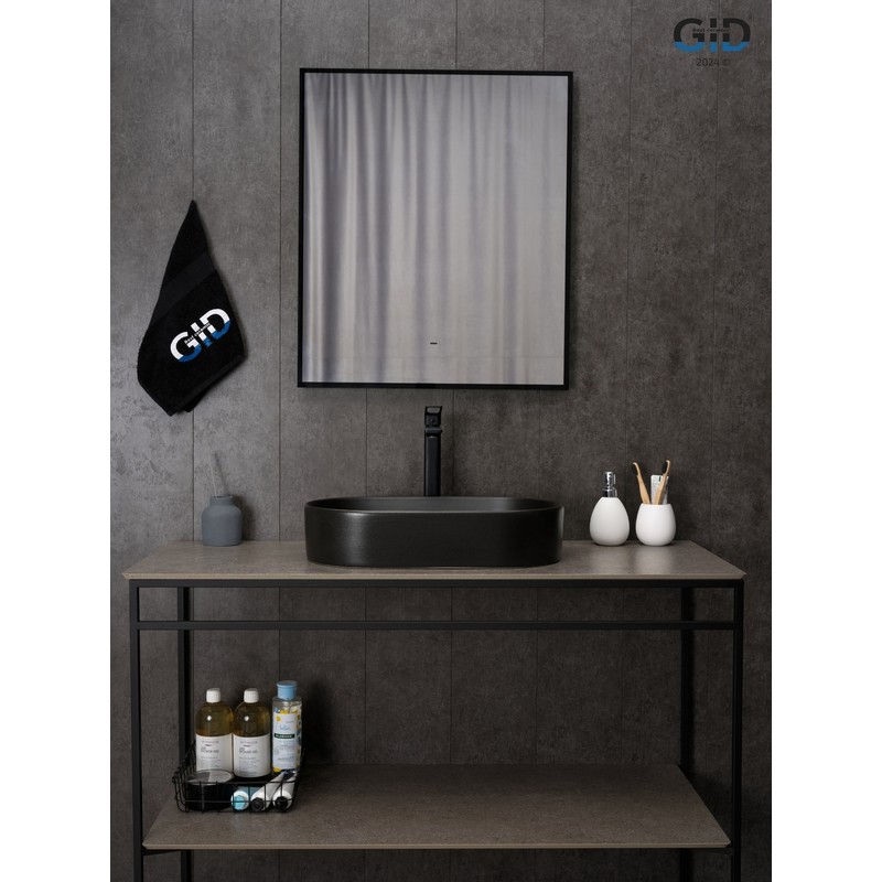 Раковина Gid N9020bg 53379 накладная черная  графит 52.5x30.5x11.5