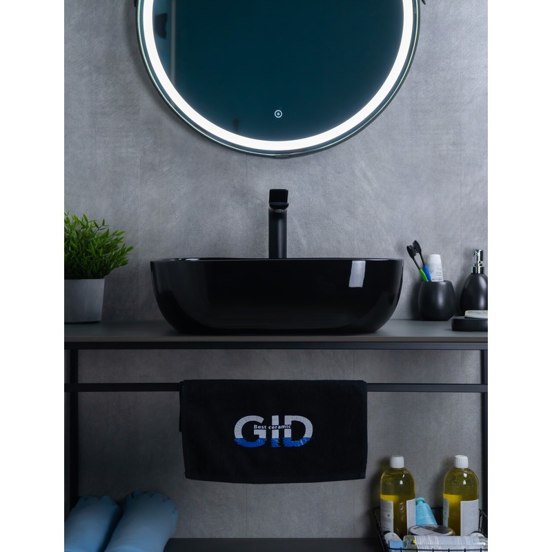 Раковина Gid BL1302 53347 накладная черная глянцевая 50x40x14