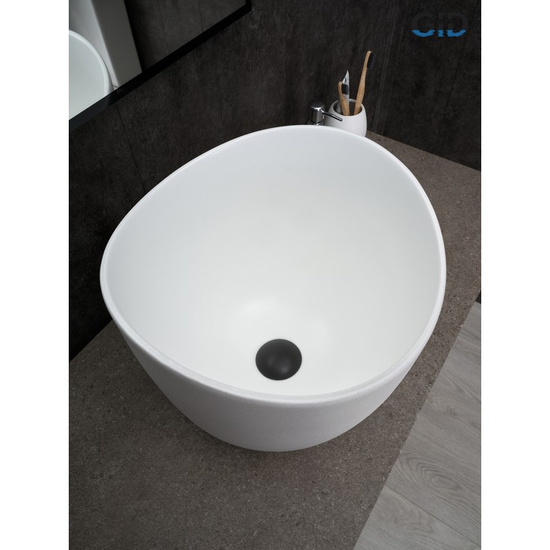Раковина Gid N9303wg 51221 накладная белый матовый / белый графит 36x36x32