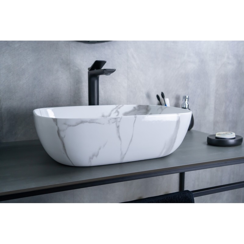 Раковина Gid Mnc333C 54469 накладная под камень глянцевая 46x32.5x13.5