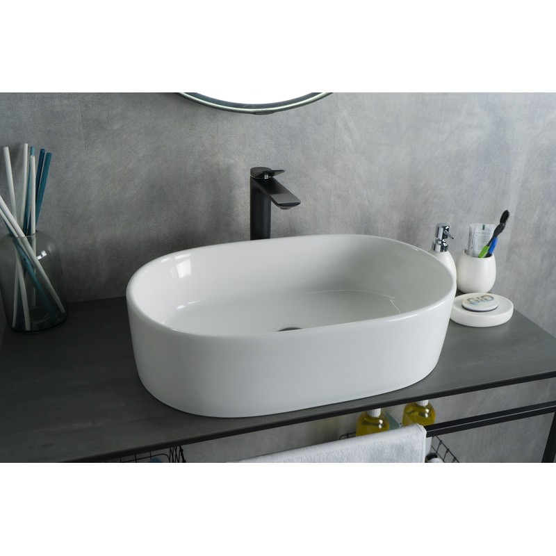 Раковина Gid N9025 51111 накладная белая 56x35x14