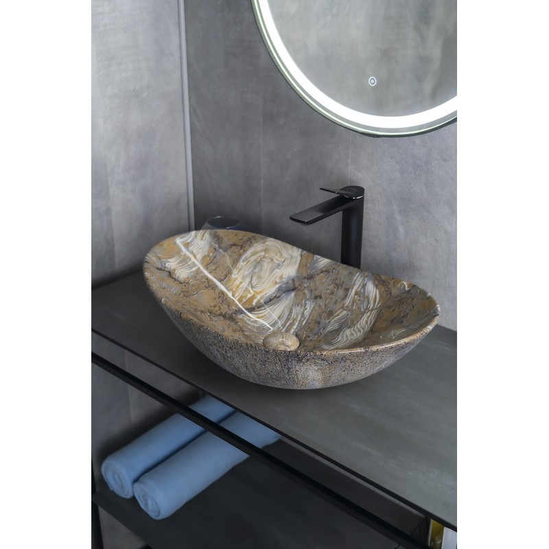 Раковина Gid Mnc811T 54477 накладная под камень глянцевая 61x37x15