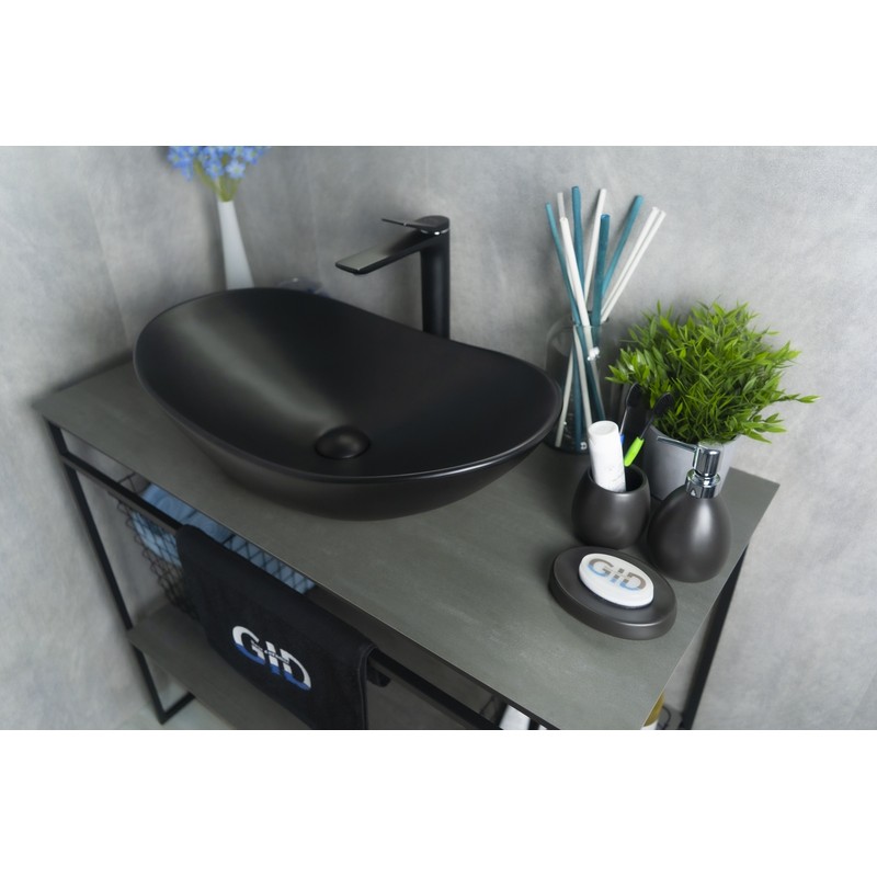 Раковина Gid Bm9811 53337 накладная черная матовая 61x37x15