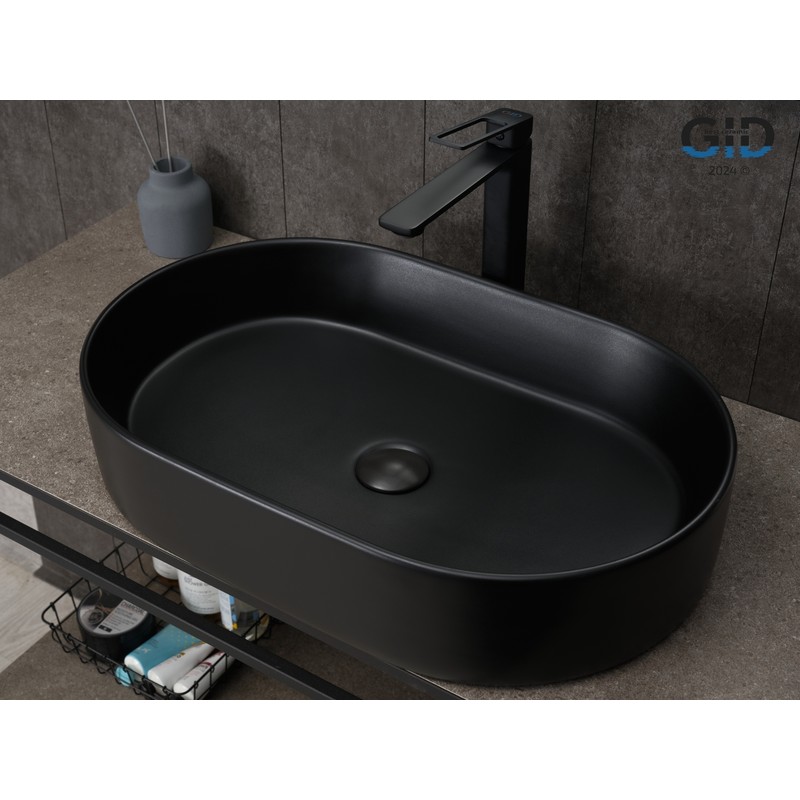 Раковина Gid Bm1479 53354 накладная черная матовая 61x38.5x12