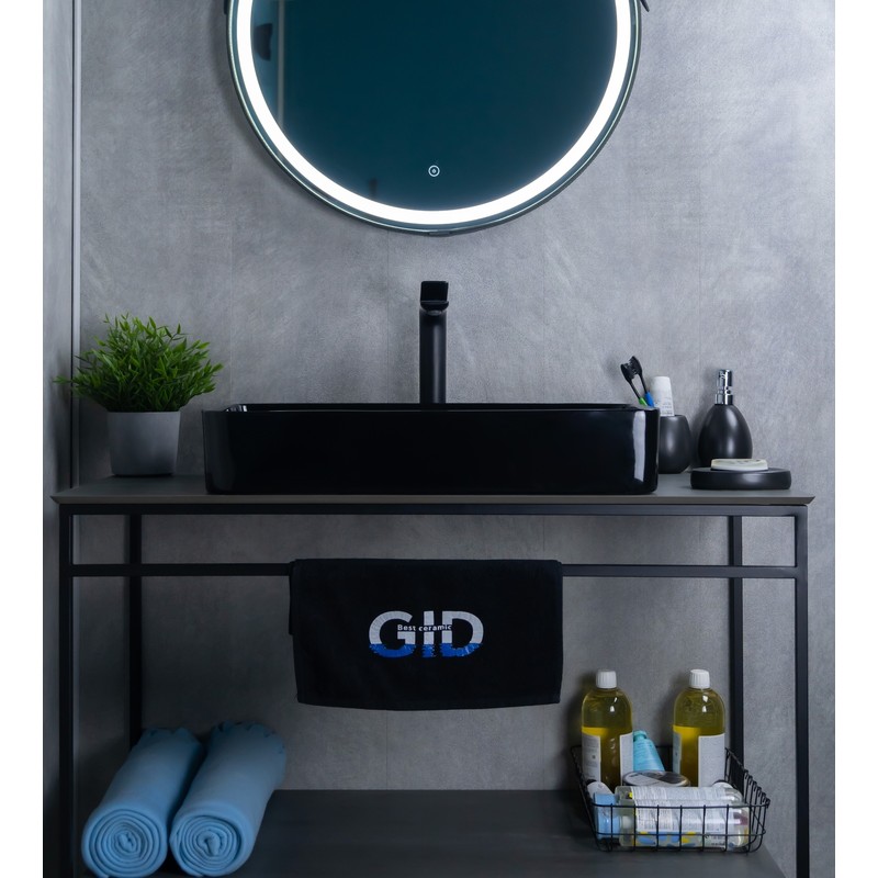 Раковина Gid BL9396 53346 накладная черная глянцевая 60x34x11