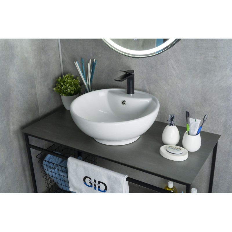 Раковина Gid N9001 51101 накладная белая 45x45x17