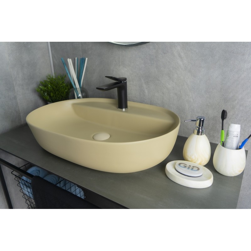 Раковина Gid Sr1346 53343 накладная светло-коричневая матовая 61x41x14