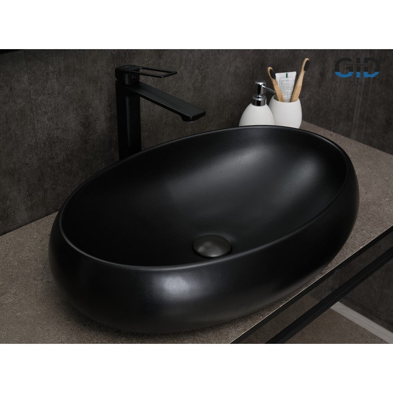 Раковина Gid Bm9030a 53371 накладная черная матовая 60x41x15