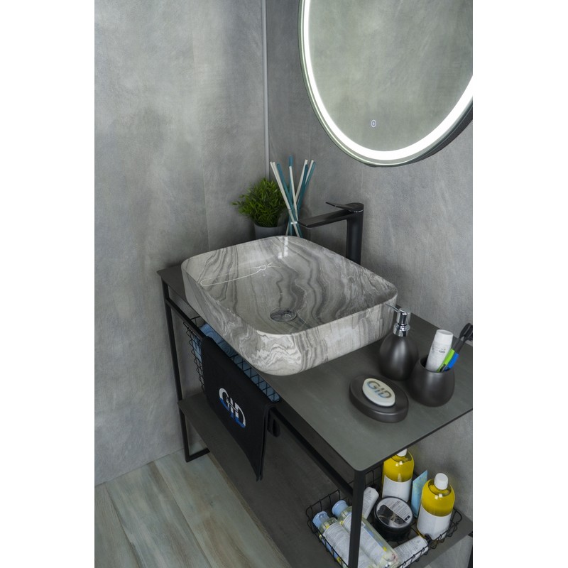 Раковина Gid Mnc597 54458 накладная под камень глянцевая 50x39x13
