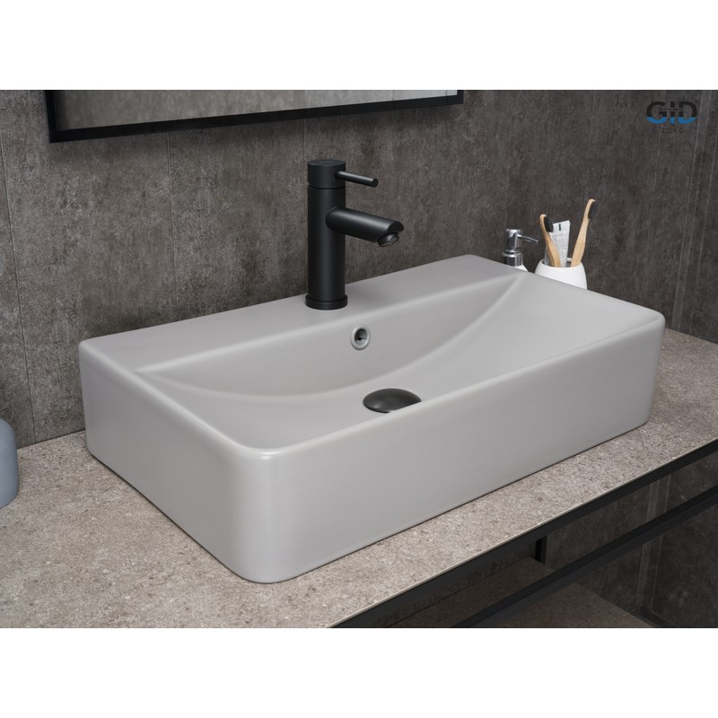 Раковина Gid Gm1344 52236 накладная серая матовая 61x35.5x14