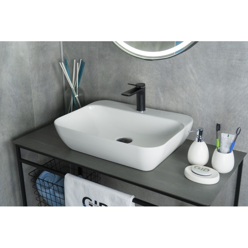 Раковина Gid N9047 51184 накладная белая 55x42x15