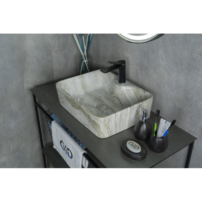 Раковина Gid Mnc605 54460 накладная под камень глянцевая 48x37x13