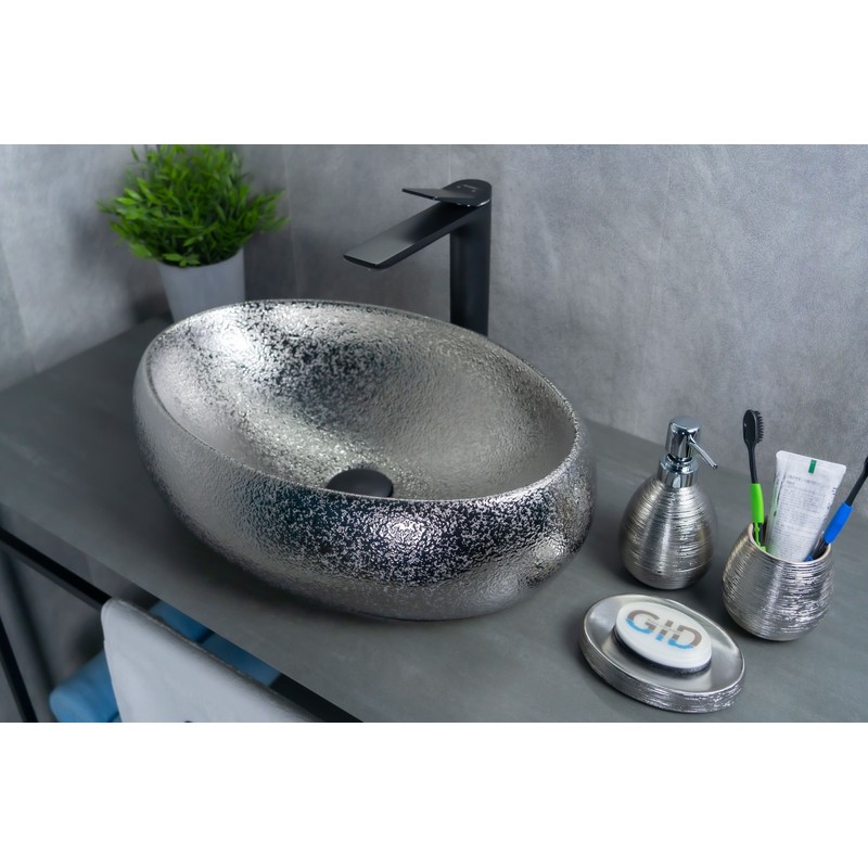 Раковина Gid 9030s 52235 накладная хром 48x34x15