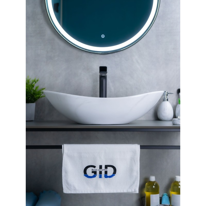 Раковина Gid Ws9811 54468 накладная под камень глянцевая 61x37x15