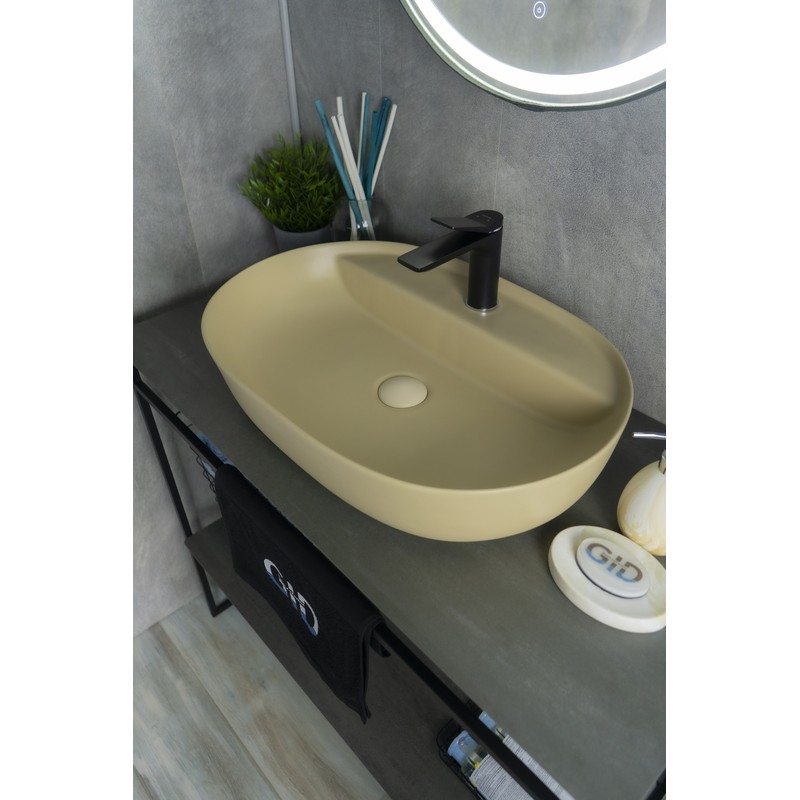 Раковина Gid Sr1346 53343 накладная светло-коричневая матовая 61x41x14