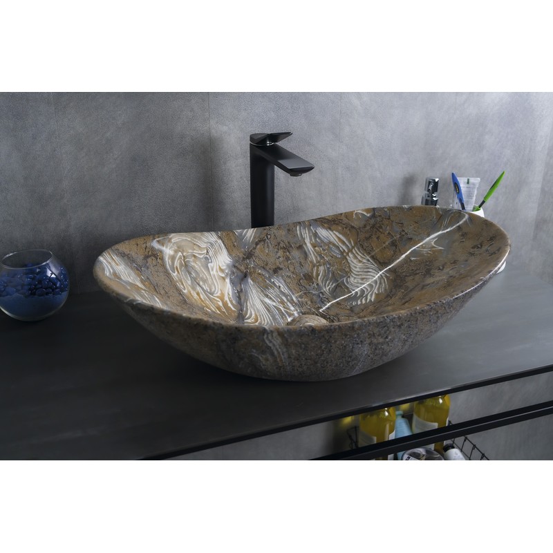 Раковина Gid Mnc811T 54477 накладная под камень глянцевая 61x37x15