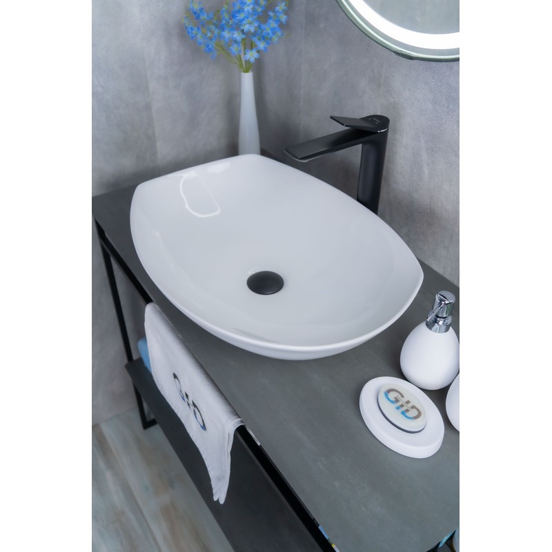 Раковина Gid N9137 51177 накладная белая 56x40x16