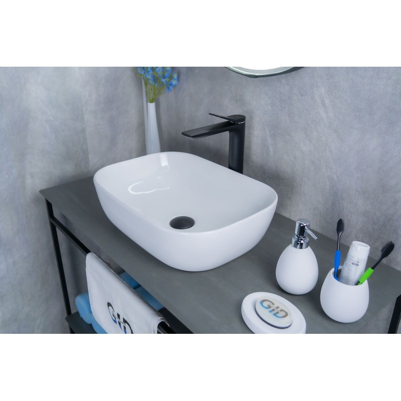 Раковина Gid D1333 51183 накладная белая 46x32.5x13.5