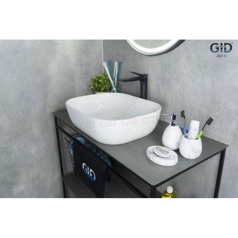 Раковина Gid K397D9 53322 накладная под камень глянцевая 50x40x14
