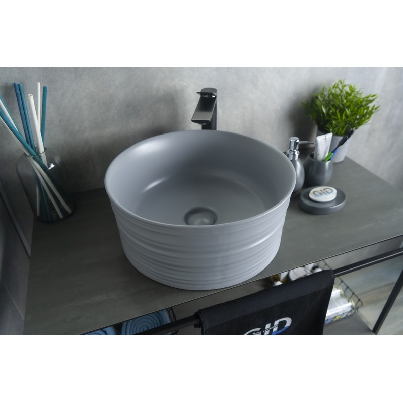 Раковина Gid Gm969 53335 накладная серая матовая 41x41x18