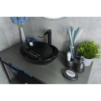 Раковина Gid Nc920 52231 накладная черная глянцевая ...