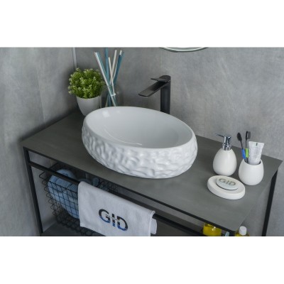 Раковина Gid 9030wf 51187 накладная белая 48x34x15