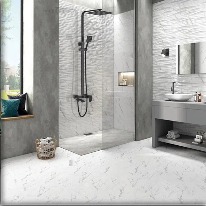 Душевая система ALMAes Eco, GK-0315, с каскадным изливом, цвет черный матовый