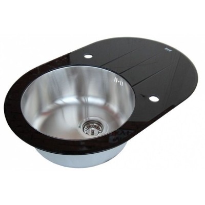 Мойка Zorg Inox Glass GL-7851-OV-BLACK, цвет черный