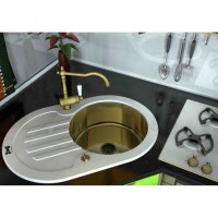 Мойка Zorg Inox Glass GL-7851-OV-WHITE-BRONZE, цвет белый-бронзовый