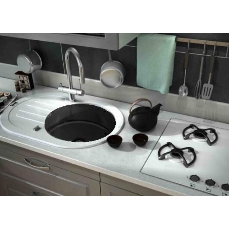 Мойка Zorg Inox Glass GL-7851-OV-WHITE-GRAFIT