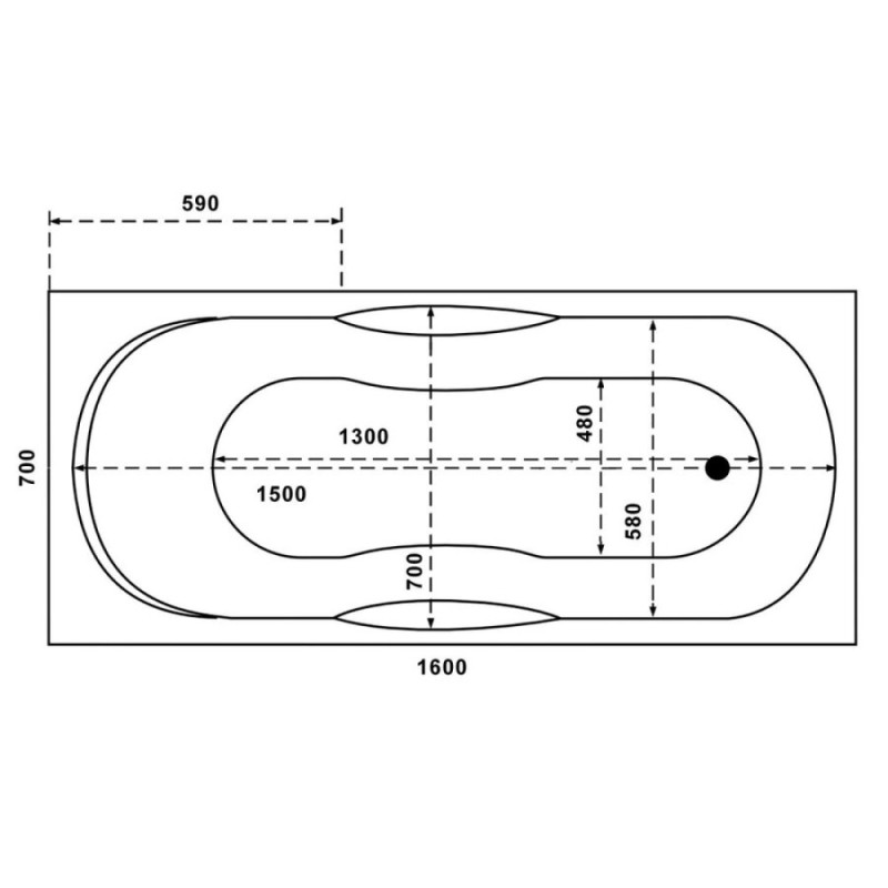Ванна акриловая Relisan Мега 160 х 70 см