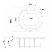 Ванна акриловая Vayer Eva D180, 180 х 180 см, круглая, белая, Гл000025681