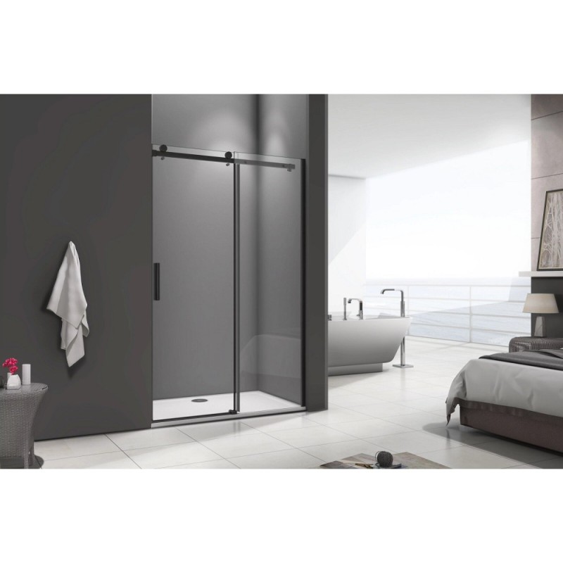 Душевая дверь Good Door Galaxy WTW-140-C-B, 140 х 195 см, стекло прозрачное, профиль черный, ГЛ00015