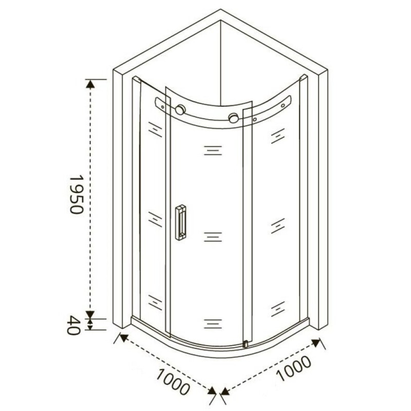 Душевое ограждение Good Door Galaxy R-100-C-B, 100 х 100 х 195 см, стекло прозрачное, профиль черный, ГЛ00017