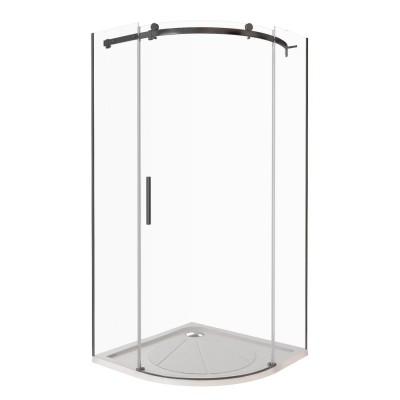 Душевое ограждение Good Door Galaxy R-100-C-B, 100 х 100 х 195 см, стекло прозрачное, профиль черный, ГЛ00017