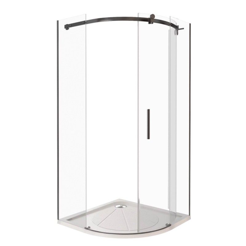 Душевое ограждение Good Door Galaxy R-100-C-B, 100 х 100 х 195 см, стекло прозрачное, профиль черный, ГЛ00017