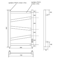 Полотенцесушитель электрический Apextermo Genesis GN00165WM, ширина 50 см, высота 60 см, диммер справа, цвет белый матовый