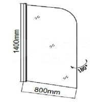 Шторка на ванну Grossman 80 x 140 см, стекло прозрачное, хром, GR-100