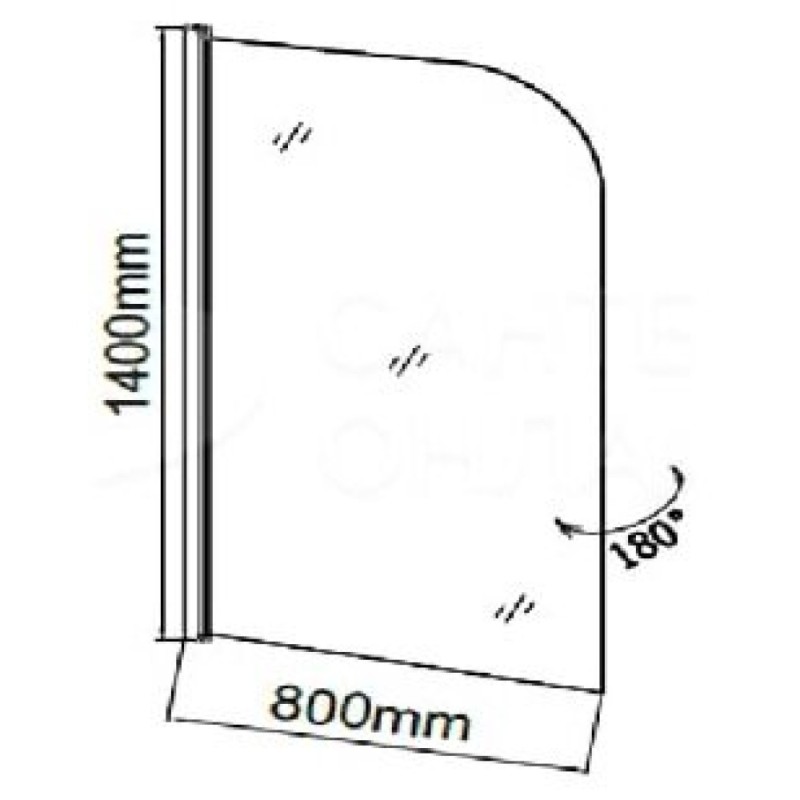 Шторка на ванну Grossman 80 x 140 см, стекло прозрачное, хром, GR-100
